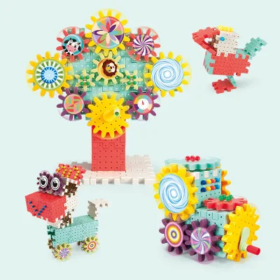 168-368 PCS Children's Plastic Building Blocks Toys Gear Blocks Toy Kids DIY Creative Educational Toy for Children Birthday Gift