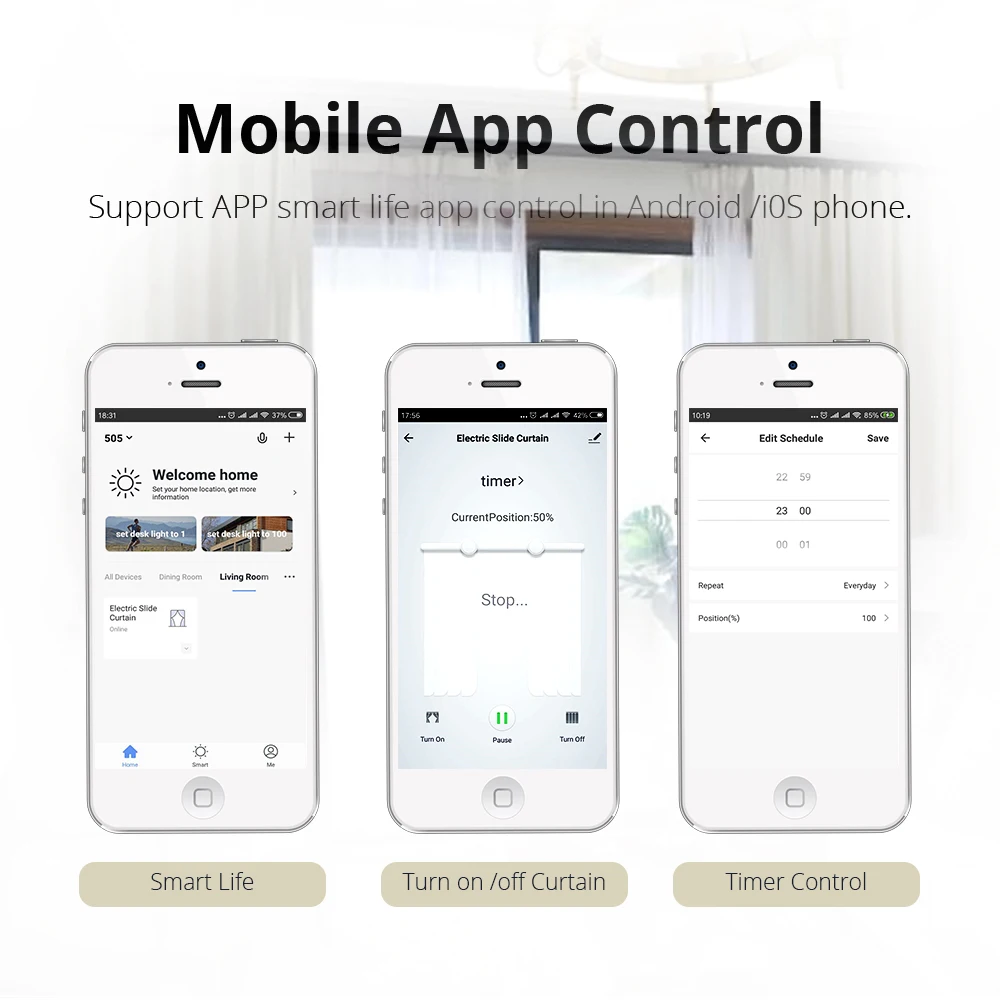 Baratos Motor eléctrico Zemismart con riel compatible con Alexa y Google Home y controlable con Tuya y por RF 433Mhz
