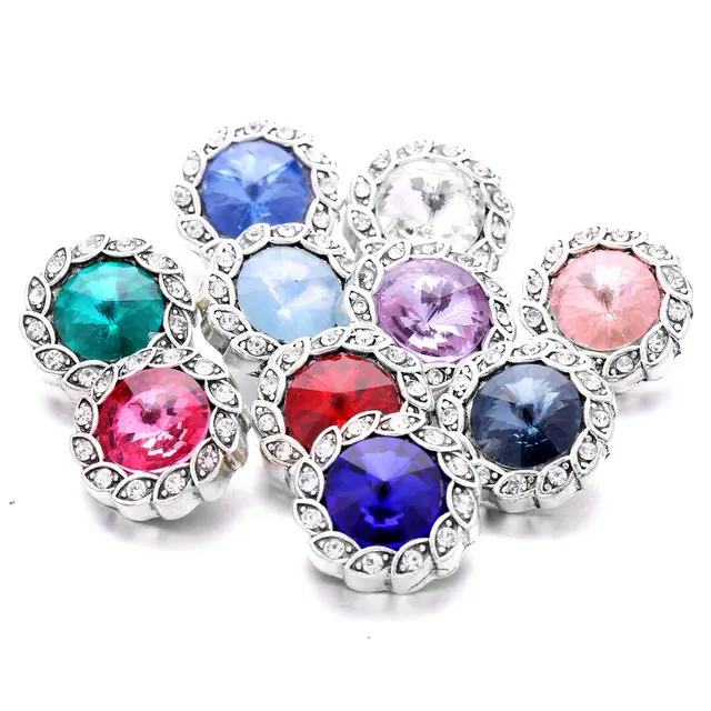 XH5351 Birthstone Pretty flower crystal 18mm Metal snap button jewelry for bracelet | Украшения и аксессуары