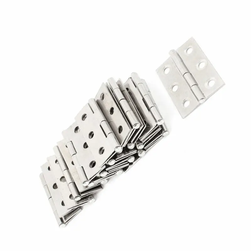 20 Pcs Door Connector Accessories Furniture Home 6 Mounting Holes Stainless Steel Hinges Window Cabinet Jewelry Box