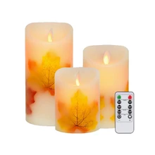 Velas conduzidas flameless da cera real com conjunto remoto de 3 folhas de bordo a pilhas da vela do balanço falso conjunto de presente do banheiro para a mulher