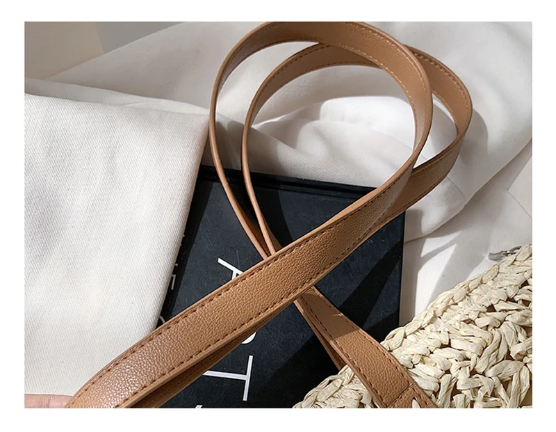 Patterned Straw Tote Bag for Leather Strap for Summer 2021