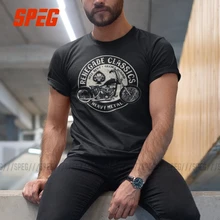 Винтажная футболка для мотоцикла, США, тяжелый металл, мужские футболки, круглый вырез, топ, короткий рукав, хлопок, размера плюс, Ретро футболка