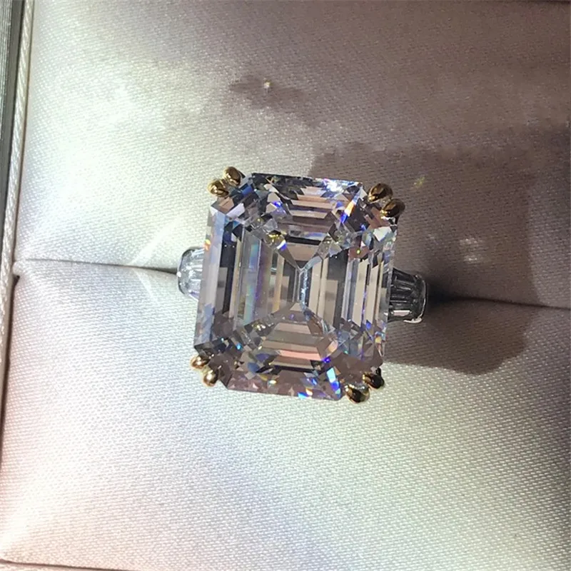 Choucong натуральная кольца из стерлингового серебра 925 для женщин Emerad cut 12ct Sona диамон cz обручальное кольцо Роскошные ювелирные изделия