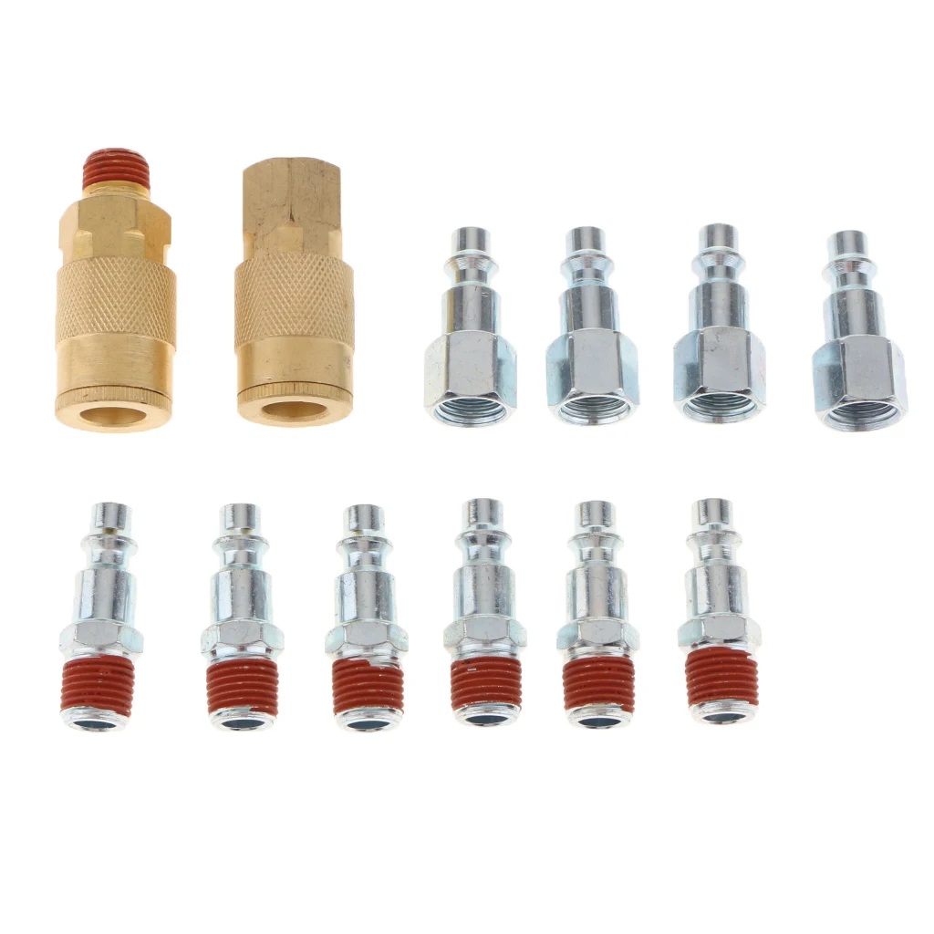 12pc Brass Quick Release Coupler Set 1/4'' Air Hose Connector Fitting NPT
