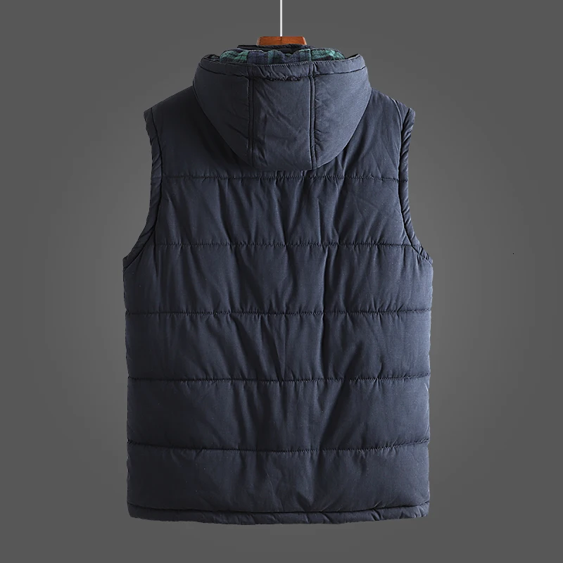 SOUL OF TIGER Korean Designer Fashion Men Fur Padded Vests Male Vintage Zipper Hooded Waistcoats Winter Warm Oversized Coat