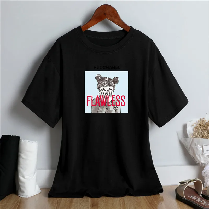 

2020 Fashion T-shirt women flawless graphic T shirt Tshirt woman tops summer harajuku gothic white tee shirt femme korean mujer
