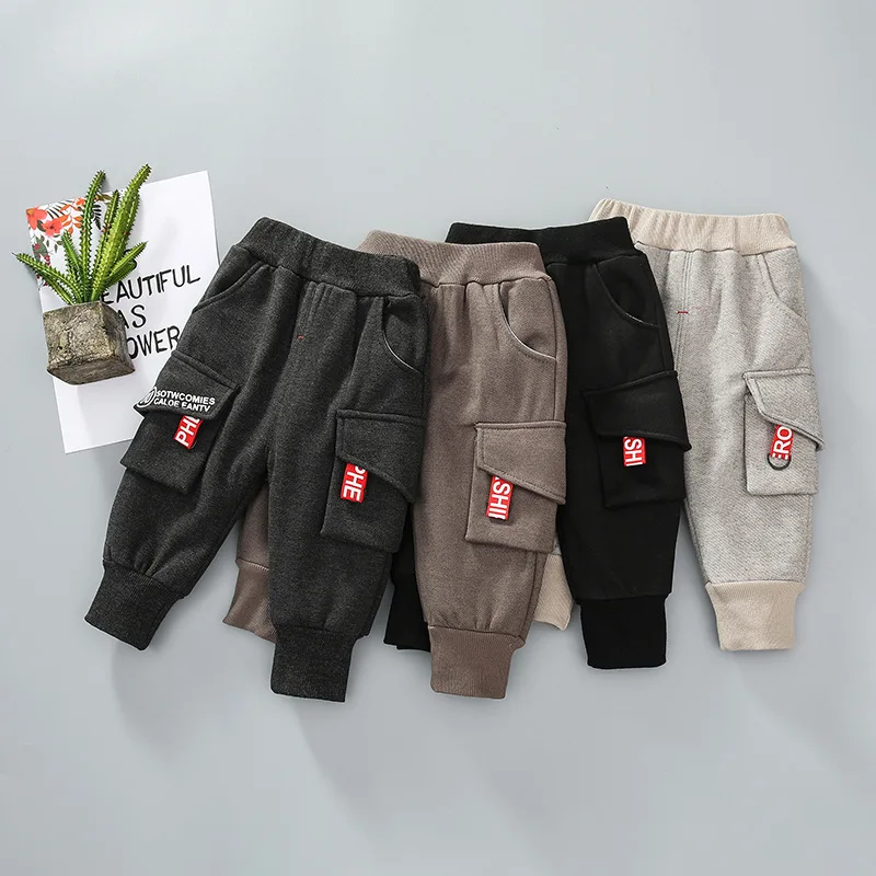 

2019 Children Autumn And Winter Pants with Velvet Infants Child Korean-style One-piece Velvet Casual Pants 1-4-Year-Old Baby Sma