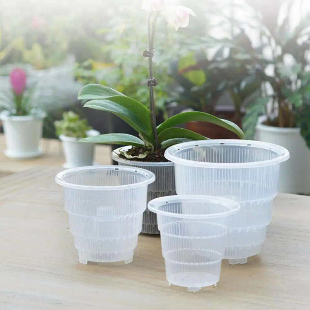 6 Inch Flower Container Planter Mesh Pot Plastic Clear Orchid Gardening Decoration