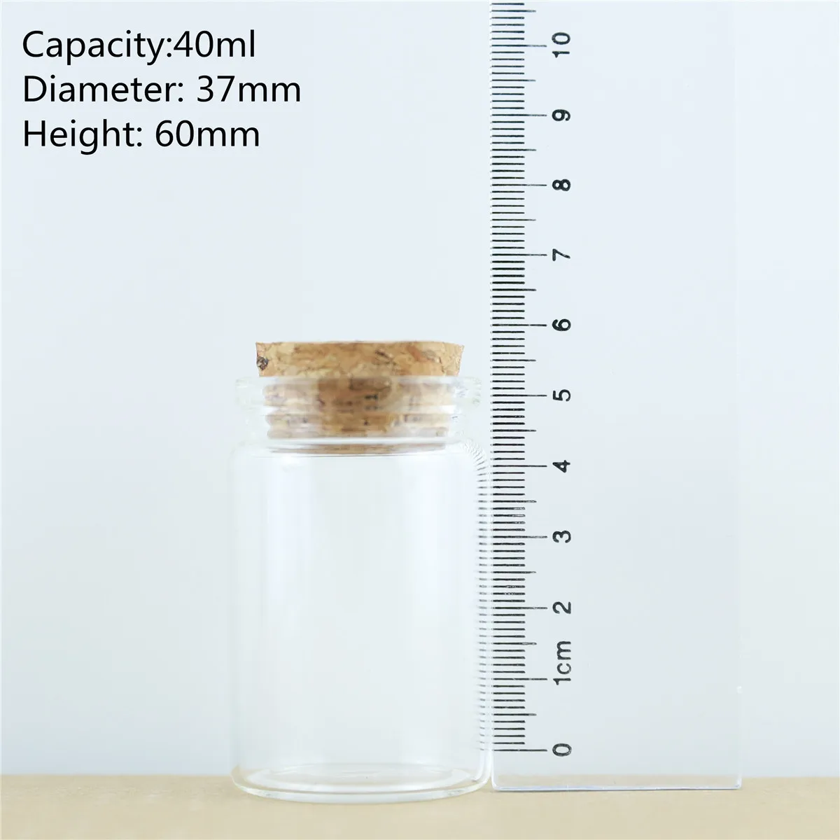 12 pcs/lot 25*37*60mm 40ml Small Glass Bottle Stopper Storage Jar Spice Bottle Containers tiny jars Vials Cork Bottle 6