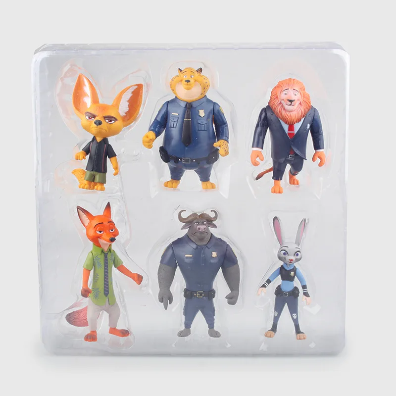 6pcs Zootopia Officer Judy Hopps Nick Bogo Action Figure Kids Toys Gift