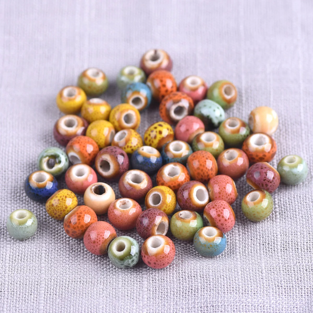 50pcs Round 6mm Fancy Glaze Ceramic Porcelain Loose Spacer Beads Lot For Jewelry Making DIY onion shape ceramic storage box cosmetic jars dressing table jewelry boxes storage jar and lid creative porcelain candy pots