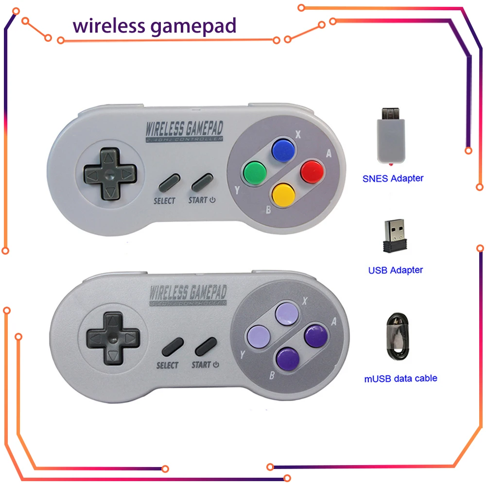 Microbot Gamepad Senza Fili 2.4Ghz, Adatto Per Snes Super Nintendo Classic Mini Console Di Gioco Di Controllo Remoto Accessori Rpi163