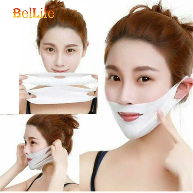 4D Double V Face Shaped Mask Hanging Chin Cheek Lifting Skin Firming Hydrogel Neck Slimmer Beauty Care Tools | Красота и здоровье