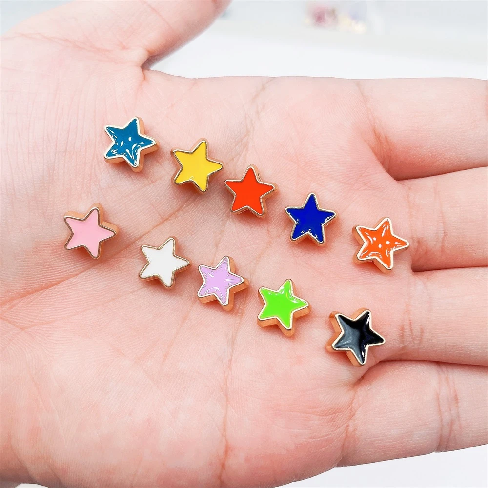 JQ Cuentas espaciadoras de esmaltadas para fabricación de joyas, abalorios coloridos de aleación de de 10MM, a la moda, pulseras y collares, 10 colores|cuentas| - AliExpress