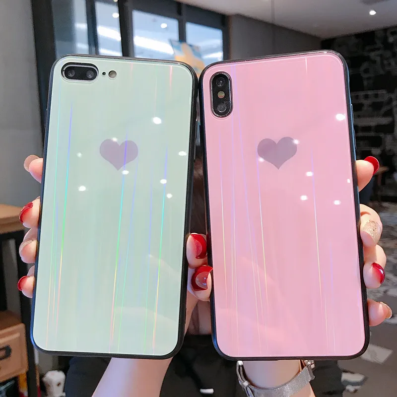 Aurora love для iPhone Xs MAX XR X чехол из закаленного стекла ПК 6 6s 7 8 Plus задняя крышка honor 8X