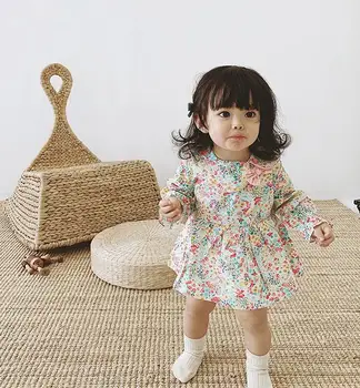 

2020 Best Selling Baby Girls Printed Dress Fashion Kids Clothes Full Sleeve Girls Dresses 0-4 Years