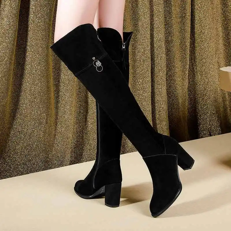 Bottes femme/высокие сапоги до бедра женская зимняя обувь Сапоги выше колена из