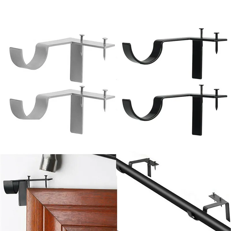 

High Quality Curtain Rod Bracket Easy Install Hotel Wear-resistant Single Hang Window Frame Curtain Rod Bracket Hanging Holders