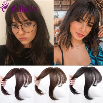 

AILIADE Fake Fringe Clip In Blunt Bangs Women Hairpieces Bangs Clip In Hair Extensions Synthetic High Temperature Fiber Brown