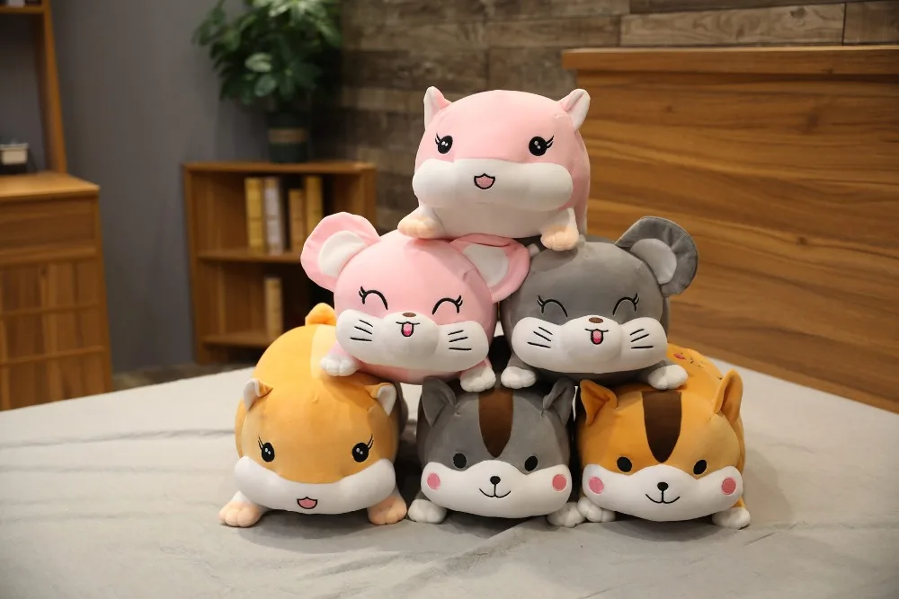 60 см Kawaii хомяк, мышь и свинья плюшевые милые животные мягкая подушка для сна диван Подушка для спины кукла детские рождественские подарки