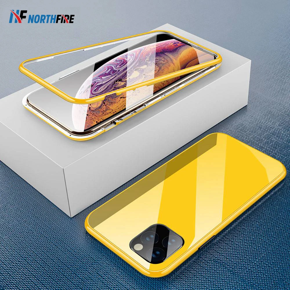 11 Metal Magnetic Case For iPhone Pro Max Magnet Glass XR XS X 7 8 Plus HD Hard Back Cover Couqe |