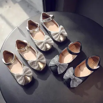 

New Girls Leather Shoes Kids Princess Shoes Dress School Fashion Bow Summer Children Flat Sneakers Wedding