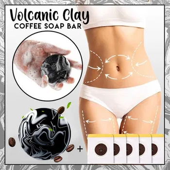 

Volcanic Coffee Slimming Soap Bar Skin Whitening Body Clear With 5PC Navel Stick Safe Toning Volcanic Clay