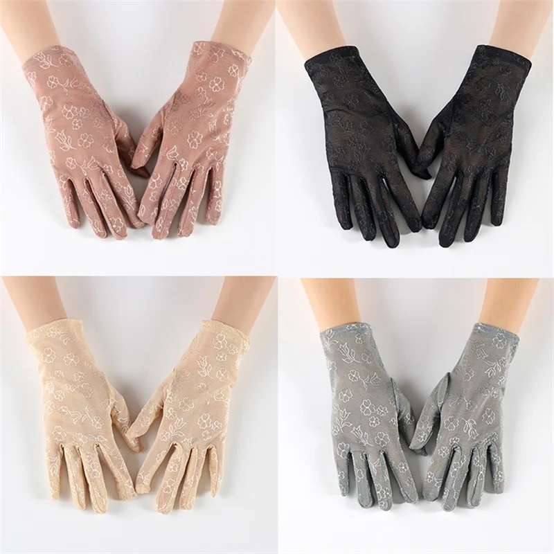 

Party Sexy Dressy Gloves Women Wrist Lace Mittens Accessories Sunscreen Transparent Gloves Full Finger Girls Lace Floral Gloves