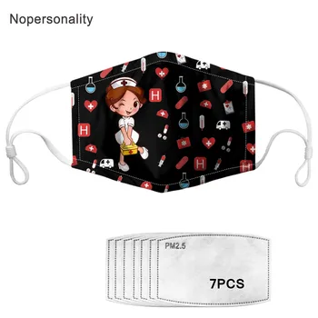 

Nopersonality Nurse Girl Print Men Women Face Mask Washable Anti-dust Mouth Mask for Kids Reusable Mouth-muffle Mask with Filter