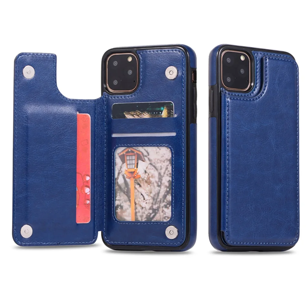 Чехол-Кошелек Eqvvol в стиле ретро из искусственной кожи для iphone 11 Pro Max X XR XS с отделением для карт, откидная задняя крышка для iphone 8, 7, 6, 6s Plus, чехол - Цвет: Blue