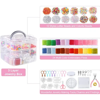 

Jewelry Making Supplies Kit with Assorted Beads Charms Findings Wire Cord Pliers R2LE