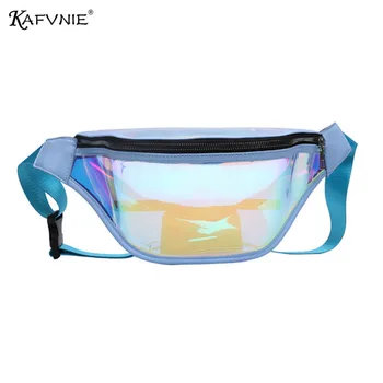 

KAFVNIE waist bag laser ladies chest pocket punk hologram bag high-grade PVC waterproof mobile phone coin purse red waist bag