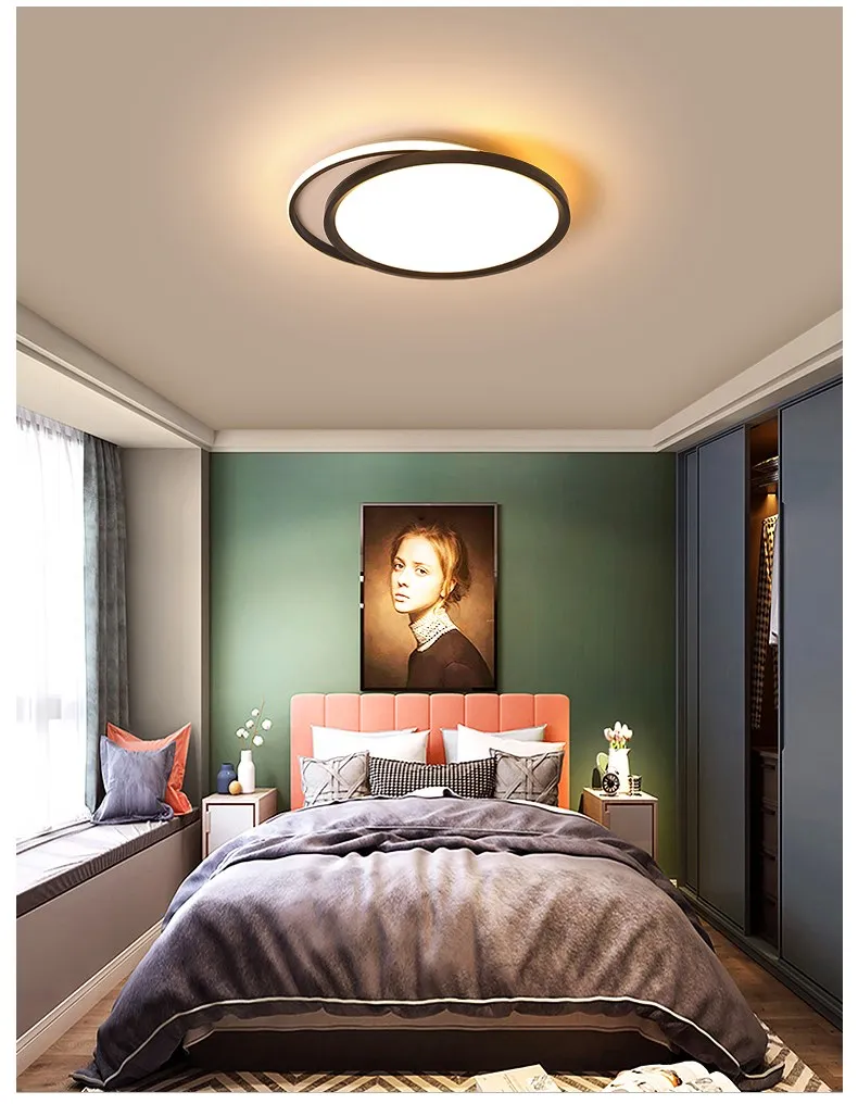 Современные светодиодные потолочные люстры для гостиной, спальни, столовой, кабинета, белые и черные AC85-265V люстры