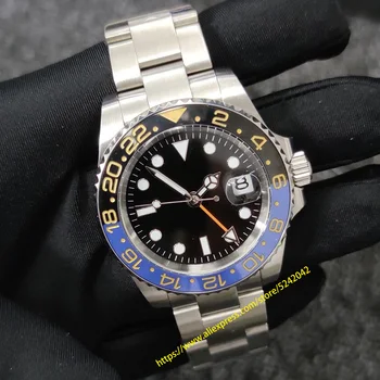 

40mm Men's Watch Mechanical Automatic Aseptic Dial Stainless Steel Sapphire Glass GMT 2813 Movement Ceramic Bezel NO9