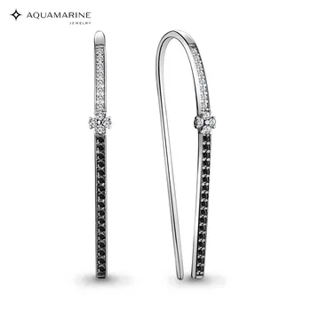 

Earrings long AQUAMARINE with nanocrystals, cubic zirconia, silver 925