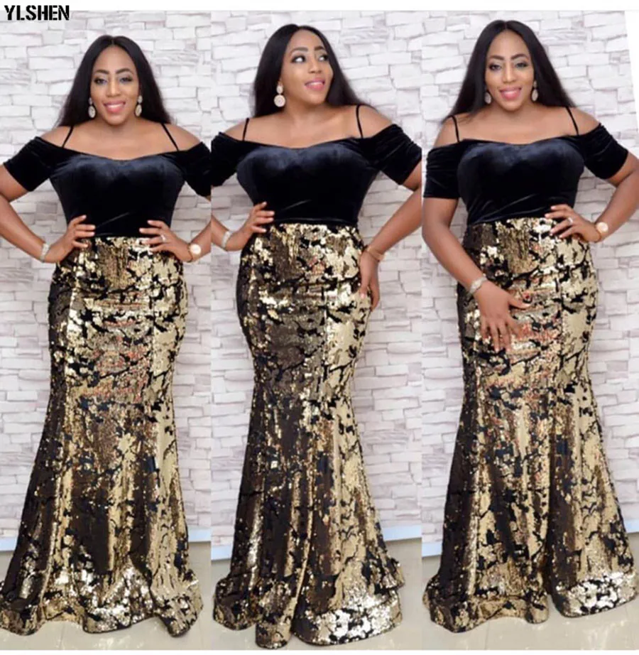 Velvet African Dresses for Women sequins Africa Dress African Clothes Fashion Evening Long Maxi Dress Robe Africaine Femme 2019 04
