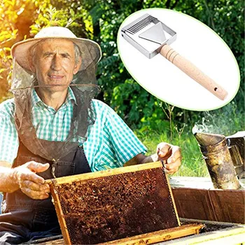 

40^beekeeping knife Stainless Steel Bee Hive Uncapping Fork Scraper Shovel Honey Fork Honey Comb Double Needle bee scraper