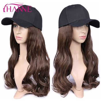 

HANNE Hat Synthetic Wig With Adjustable Size Baseball Cap Extention Natural Wave Hair Brown Color For Girl/Women/Party
