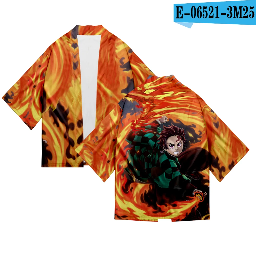 Японские Kimonos мужские женское кимоно Demon Slayer такое же Аниме кимоно Удобная пара кимоно юката лето осень кардиган-кимоно - Цвет: 3D
