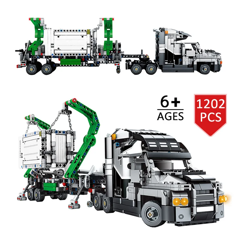 

1202pcs City Big Truck Engineering Buiding Blocks Technic Mark Container Vehicle Car Figures Brick Educational Toys For Children
