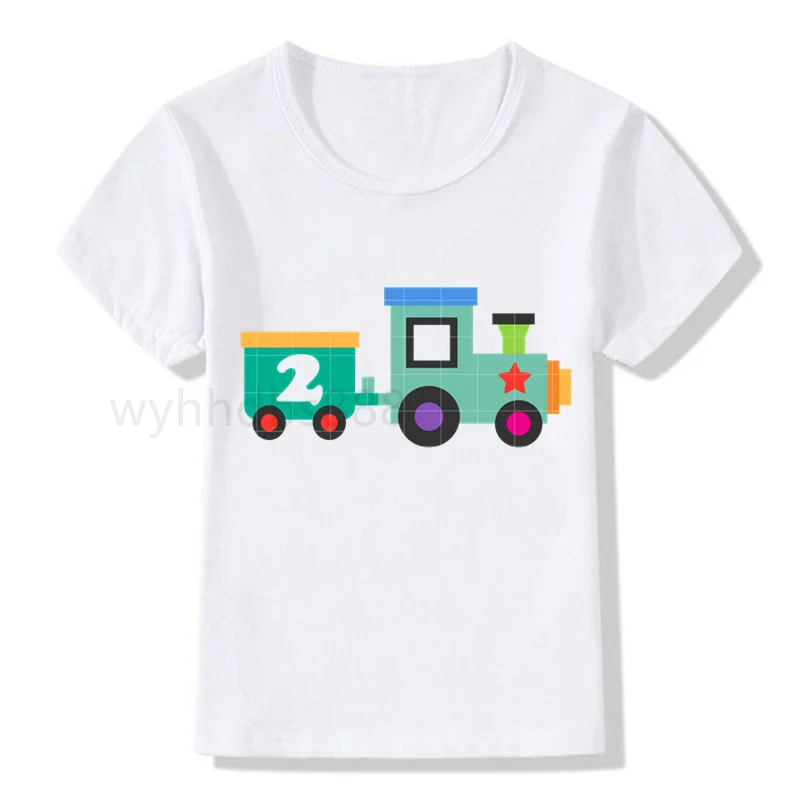 

TRAIN Birthday Shirt Birthday T-Shirt Birthday Children Top Tee Party Shirt CAR Gift Fashion Baby Boy Clothes