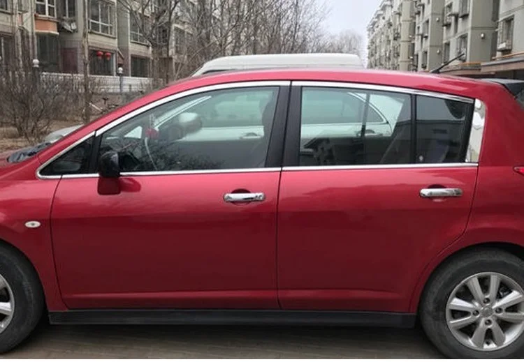 Нержавеющая сталь окна автомобиля планки для nissan tiida pulsar c11 c12 c13 2004-2013