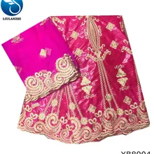 LIULANZHI 5 ярдов+ 2 ярдов индийский Базен Riche африканская кружевная ткань с блузкой вышитая бисером ткань для бассейна для женщин XB80