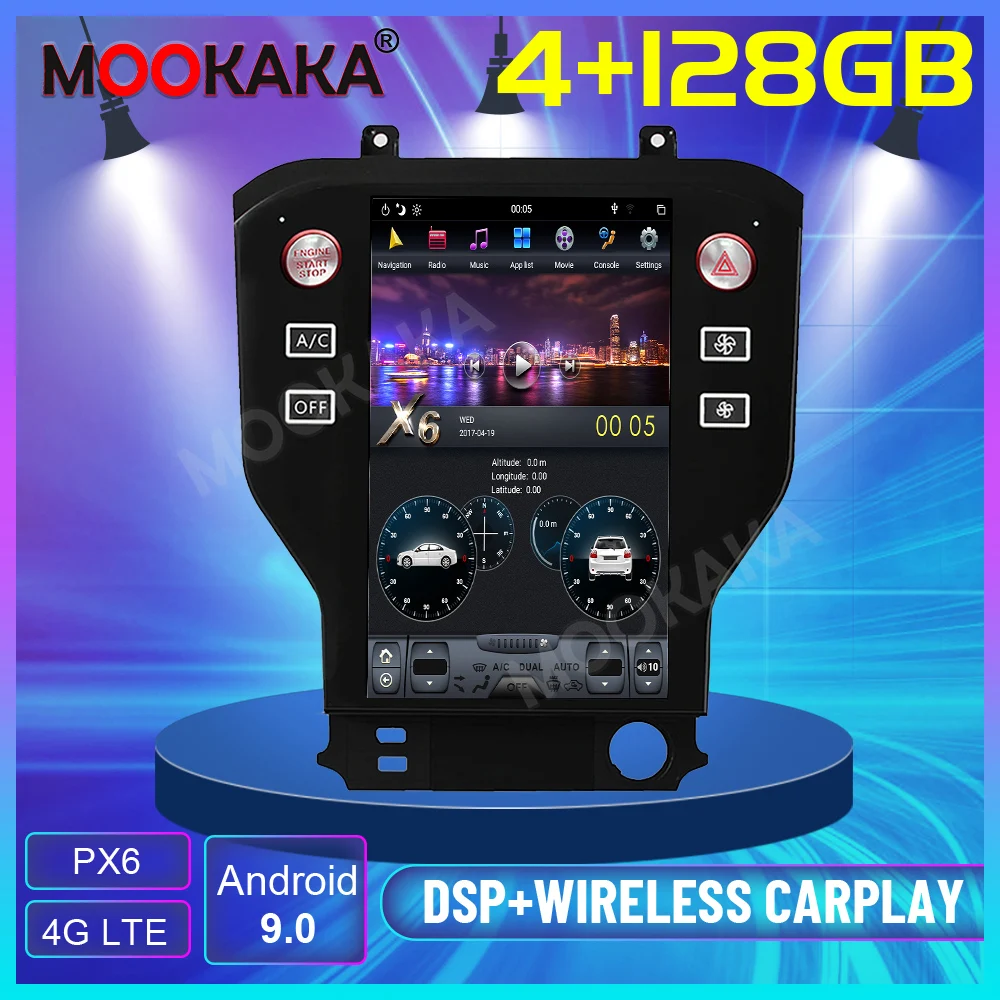 

128G Tesla Screen Carplay For 2015 2016 2017 2018 2019 Ford Mustang Android 10 Unit Car Multimedia Player GPS Radio Audio Stereo