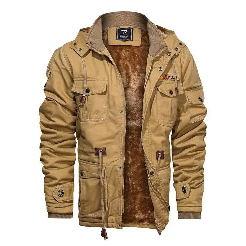 

Men's Hooded Casual Jacket Winter Slim Thick Thick Solid Jacket