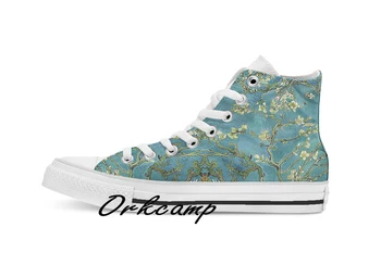 

Van Gogh Almond Blossoms Custom Casual High Top lace-up Canvas shoes sneakers Drop shipping