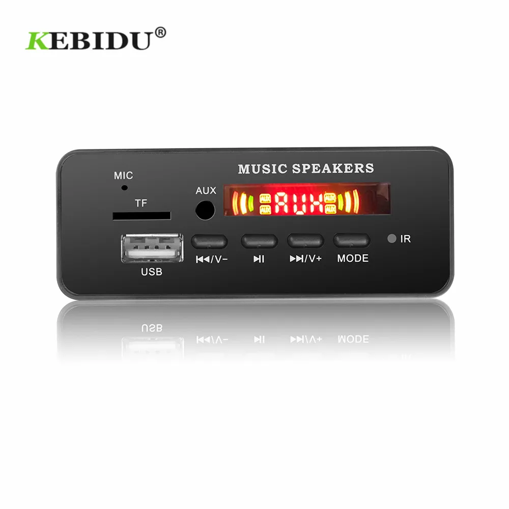 KEBIDU DC 12V Bluetooth MP3 WMA Decoder Board Audio Module USB TF FM Radio AUX 5V MP3 Player Handfree For Car Support Recording