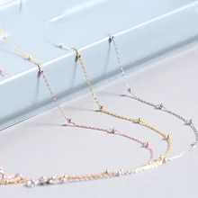 Fengxiaoling 925 пробы серебряные нежные бусы Чокеры ожерелья для женщин Простые Модные вечерние ювелирные изделия