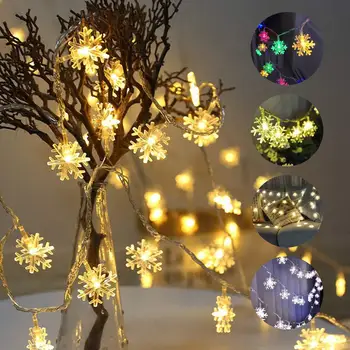 

Battery Operated Christmas LED String Lights Stars Snow Flower Party Lights Outdoor Street Garland Home Garden Decoration Lamp